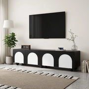 Cassettiera TV nera e bianca in MDF lunghezza 180 cm