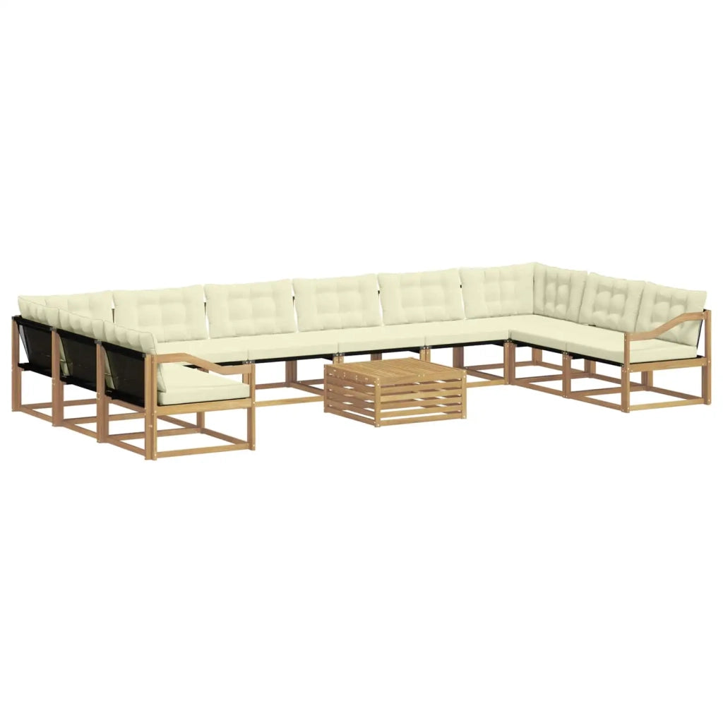 Set di divani da esterno 11 pz Bianco e Crema 3389148