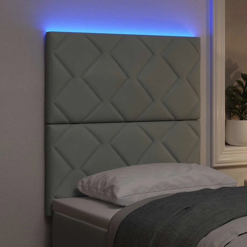 Testiera LED Geometrico Grigio chiaro 80 cm Velluto 3338482