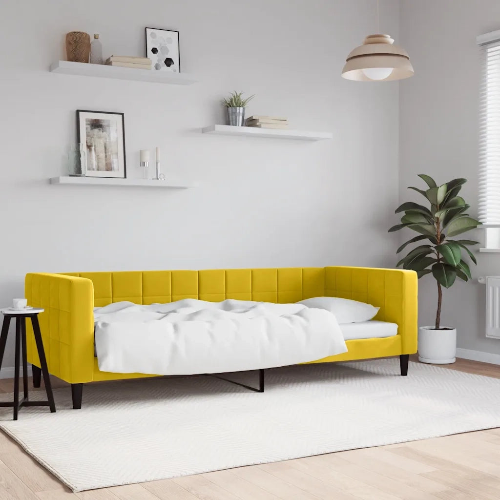 Letto singolo | Letto per adulti | Letto da Giorno Giallo 80x200 cm in Velluto