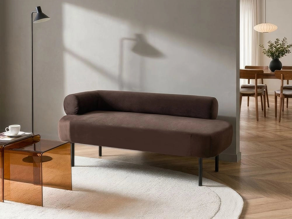 Chaise Lounge marrone scuro Sinistra in tessuto poliestere con cuscini decorativi Gambe in metallo Soggiorno di design moderno