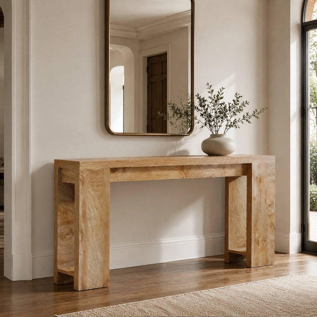 Tavolo consolle extra lungo multifunzione in legno marrone