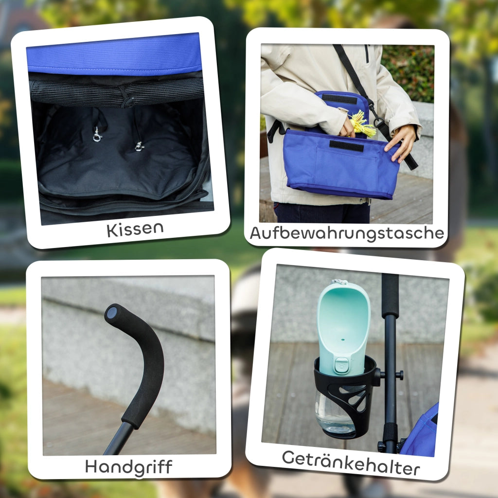 Carrello per Animali Domestici ¨C zephmum ¨C Blu Scuro 76x44x103 cm