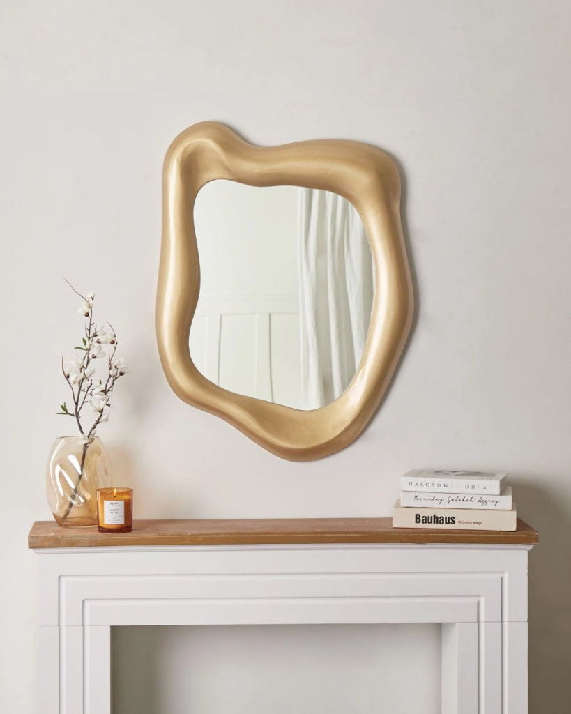 Specchio da parete MDF oro 77x59 cm Forma irregolare Decorazioni Accessori per la casa Decorativi