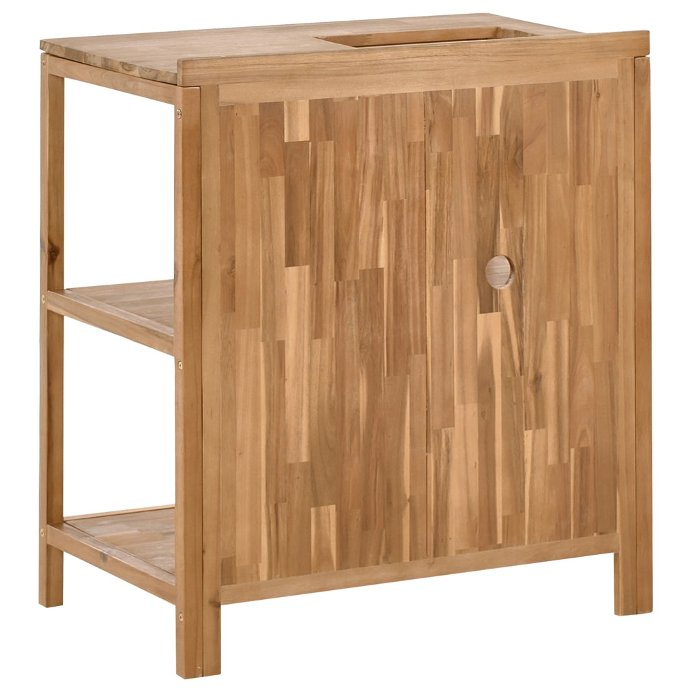Set da cucina per esterni con lavello e rubinetto Legno di acacia marrone e nero Unità di scaffali in acciaio inox