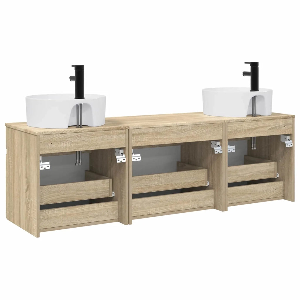 Set di Armadi da Bagno 3 pz Rovere Sonoma 49 x 44,5 x 65 cm 3405749