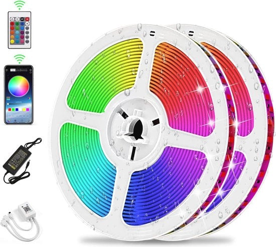 Striscia LED Acqua-Resistente con Sincronizzazione Musica e Controllo App Bluetooth 10M RGB