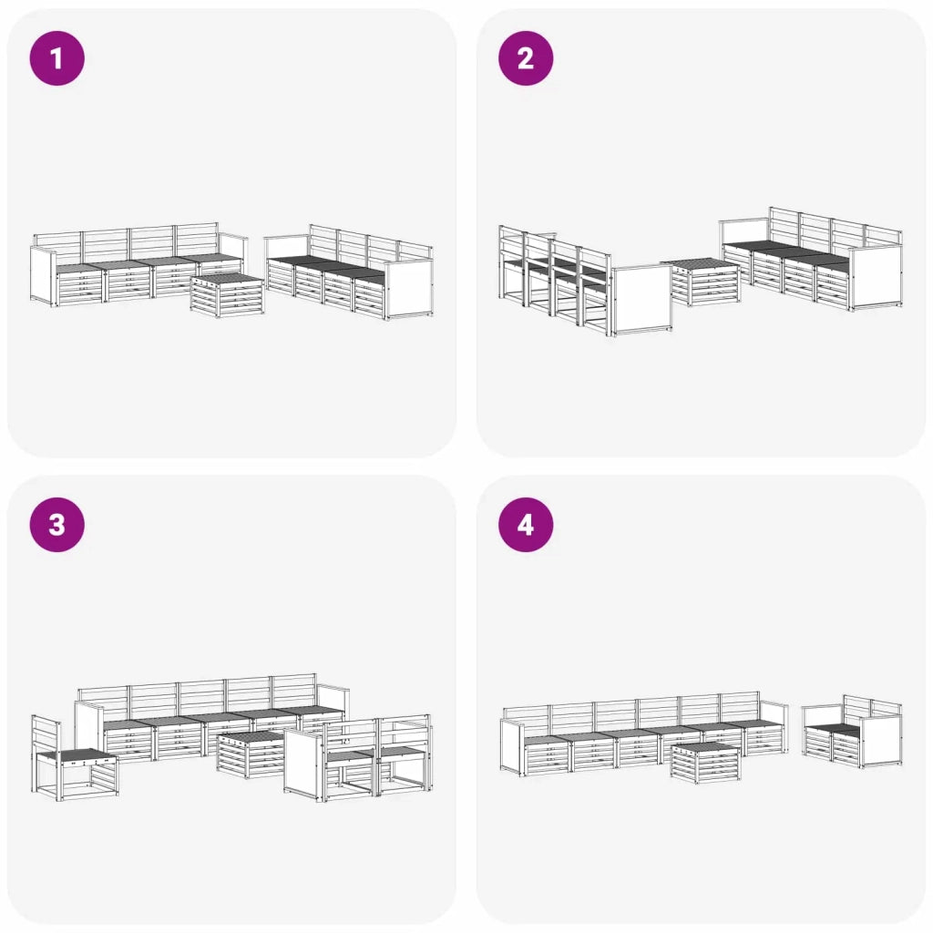 Set di divani da esterno 9 pz Naturale 3384160