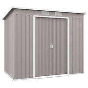 CAPANNO ATTREZZI CON TETTO INCLINATO 2 INGRESSI E PRESE D'ARIA IN ACCIAIO ZINCATO 213X130X172 CM GRIGIO