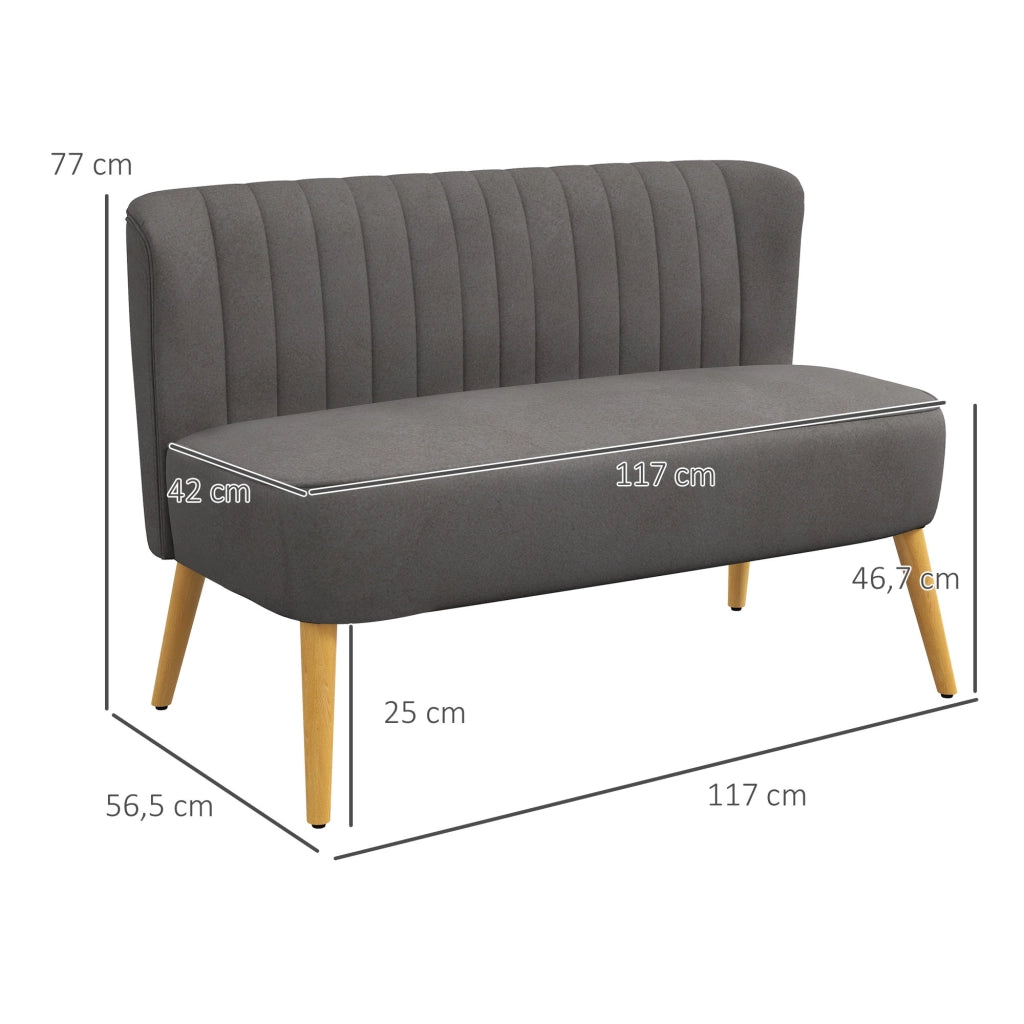 Divano a 2 posti compatto con seduta imbottita e schienale morbido in poliestere grigio scuro 117 × 56,5 × 77 cm