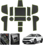 Antislippanti in gomma per console centrale per VW Taigo/Nivus 2021-2024 2025, protezione contro la polvere e contenitore per bicchieri in gomma per console centrale per Taigo 2023 accessori interni (verde)