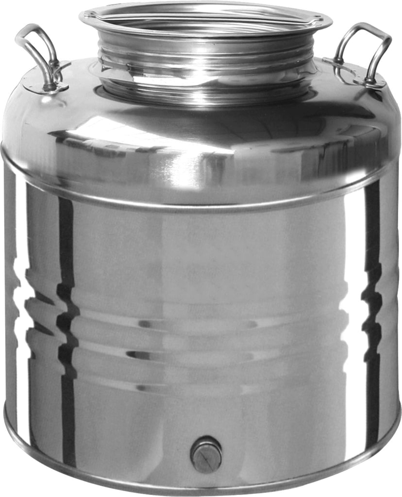 BIDONE FUSTO CONTENITORE IN ACCIAIO INOX OLIVARI LT.30 CON TAPPO A VITE