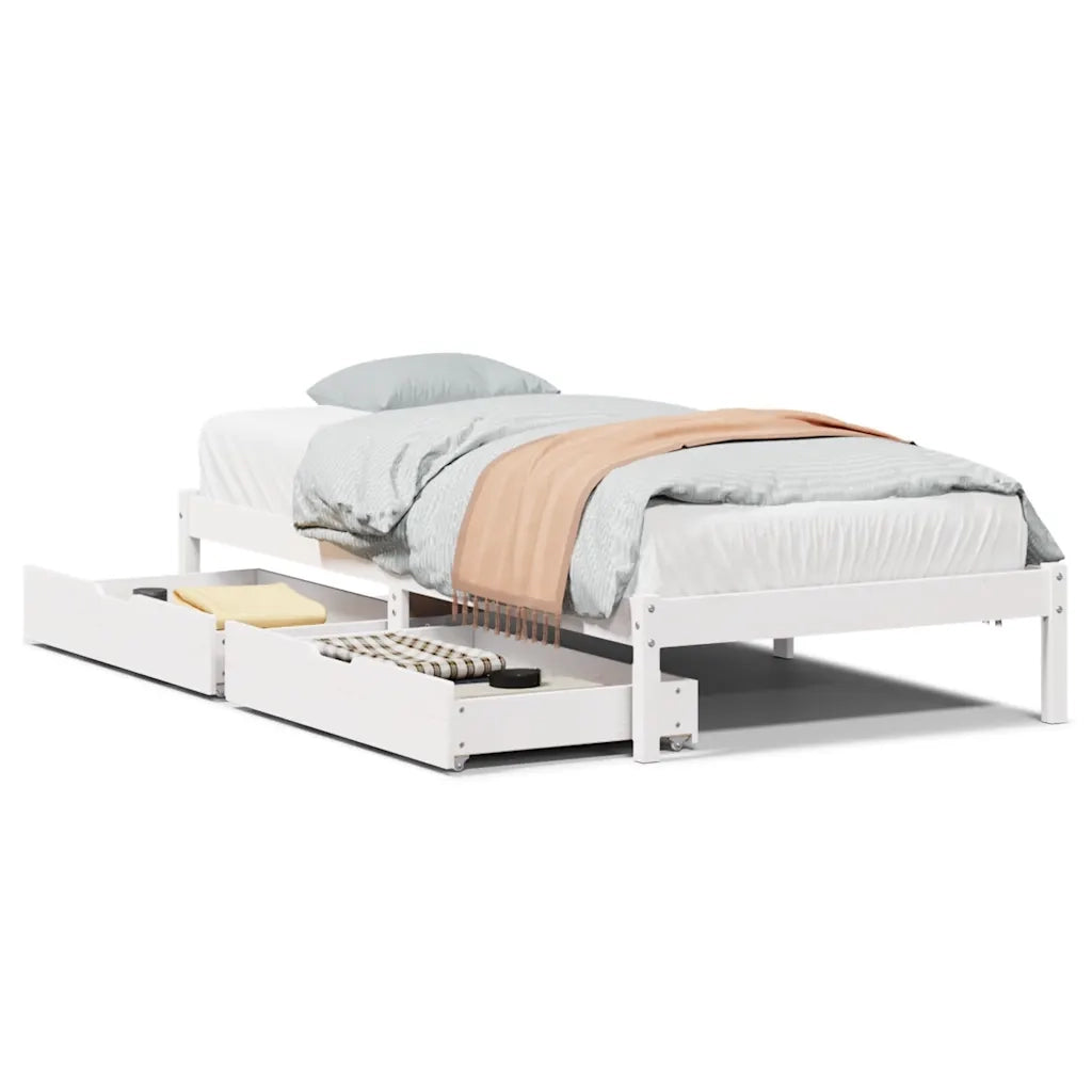 Letto singolo | Letto per adulti | Letto senza Materasso Bianco 90x200 cm Legno Massello di Pino