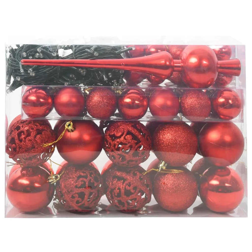 Set di Palle di Natale con 150 LED 61 pz Rosso Plastica CFW1275258