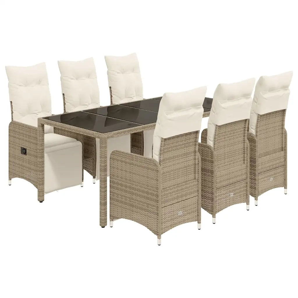 vidaXL Set Bistrò da Giardino 7 pz con Cuscini in Polyrattan Marrone