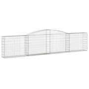 Cesto gabbione recinzione a gabbia muro di contenimento ad arco 400 x 30 x 80/100 cm ferro zincato argento 02_0040082