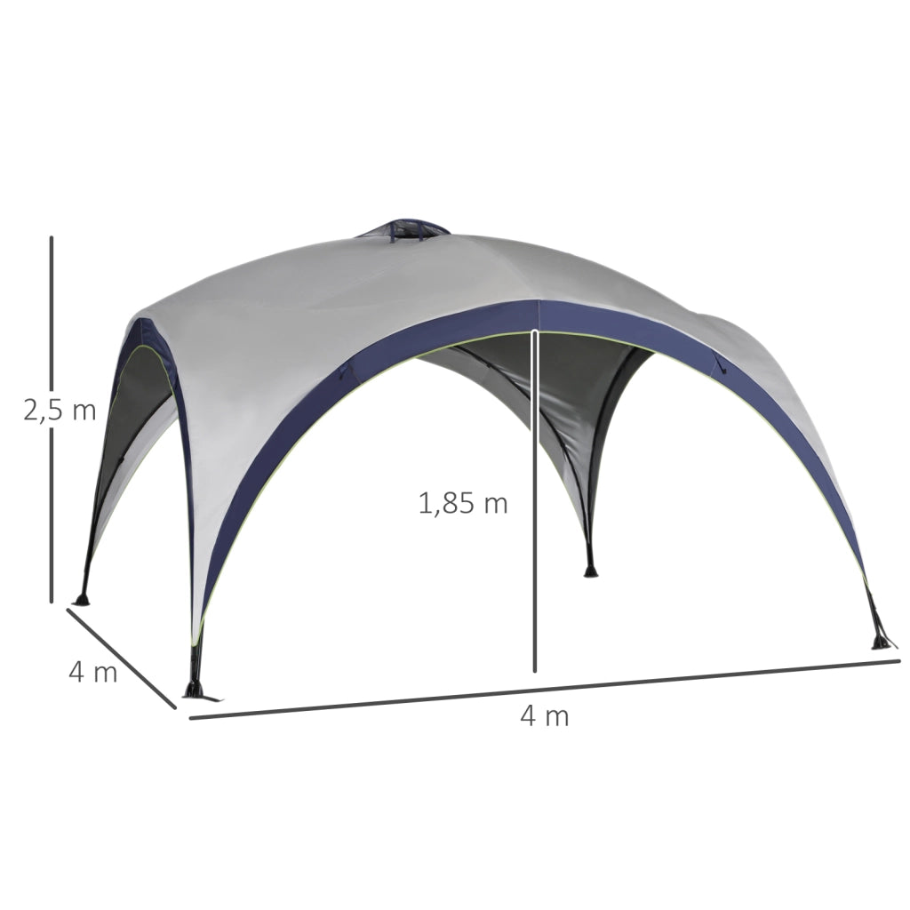 Gazebo da giardino ¨C Zephmum ¨C Poliestere crema e blu 4x4x2.5m