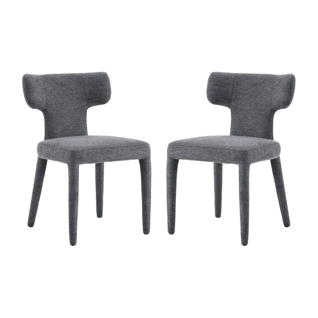 SEDIA Imbottita in Tessuto Grigio Set da 2 pezzi 80,7 cm