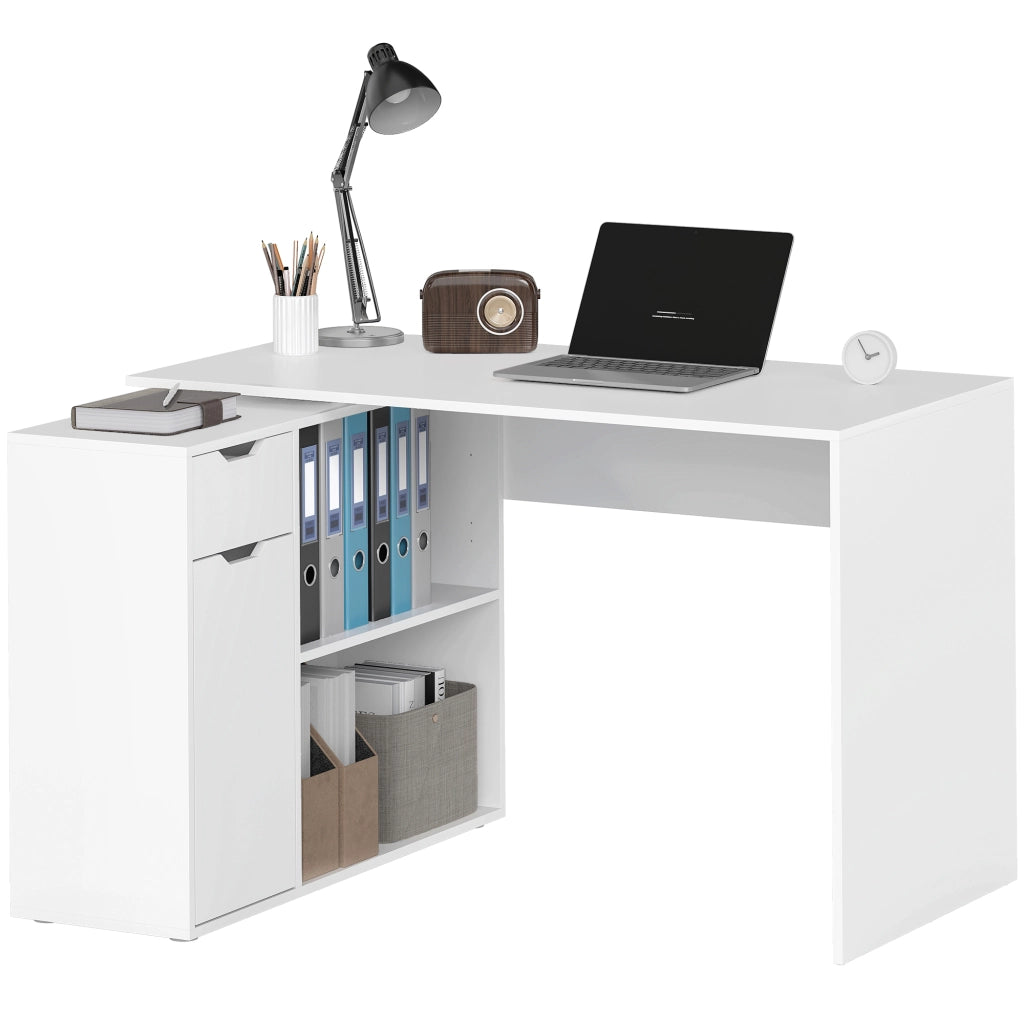 Scrivania con cassetti e ripiani aperti ¨C zephmum ¨C Legno, Bianco