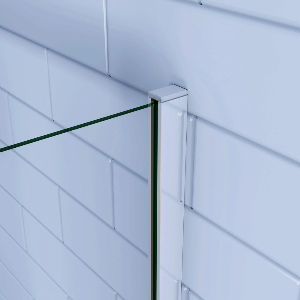 195cm Box Doccia Angolare Porta Battente con Parete Fissa 80x80cm Vetro 6 mm Temperato Anticalcare Trasparente con 2 Barre Stabilizzatrici da 30cm e 90cm