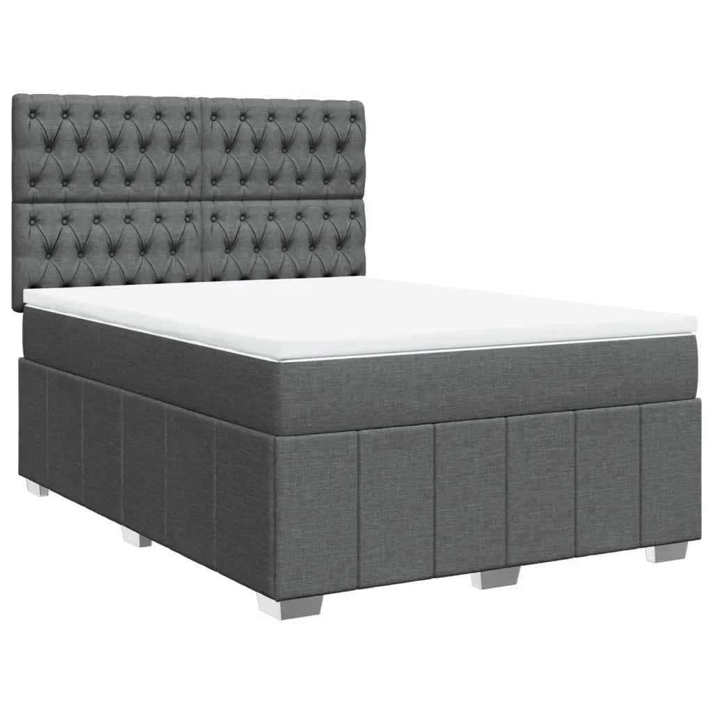 Giroletto a Molle con Materasso Grigio Scuro 160x200 cm Tessuto