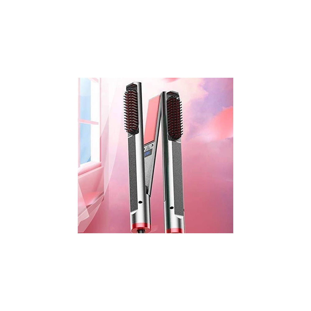 Trade Shop - Spazzola Lisciante 3 In 1 Per Fare Capelli Lisci E Mossi Piastra In Ceramica Ptc -