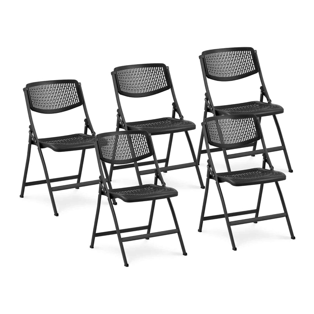 Set di 5 sedie per ristoranti, bar, uffici e sale d'attesa 150 kg max design pieghevole nero 14_0006014