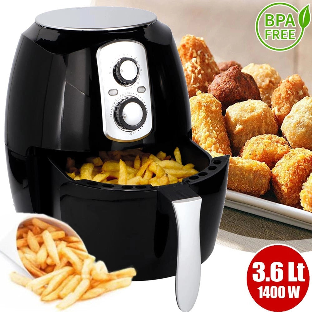 Trade Shop - Friggitrice Ad Aria Calda Senza Olio Airfryer 3.6 Lt Frigge Cuoce Arrosto 1400w -