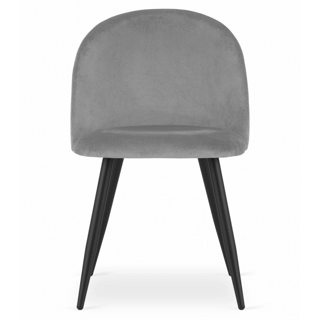 Set di 2 sedie Bello in velluto grigio con gambe nere