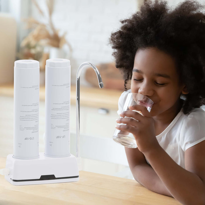 Naturewater Filtro acqua NW-2-CTOUF, Sistema di filtrazione a 2 livelli con cartucce, Filtro da banco