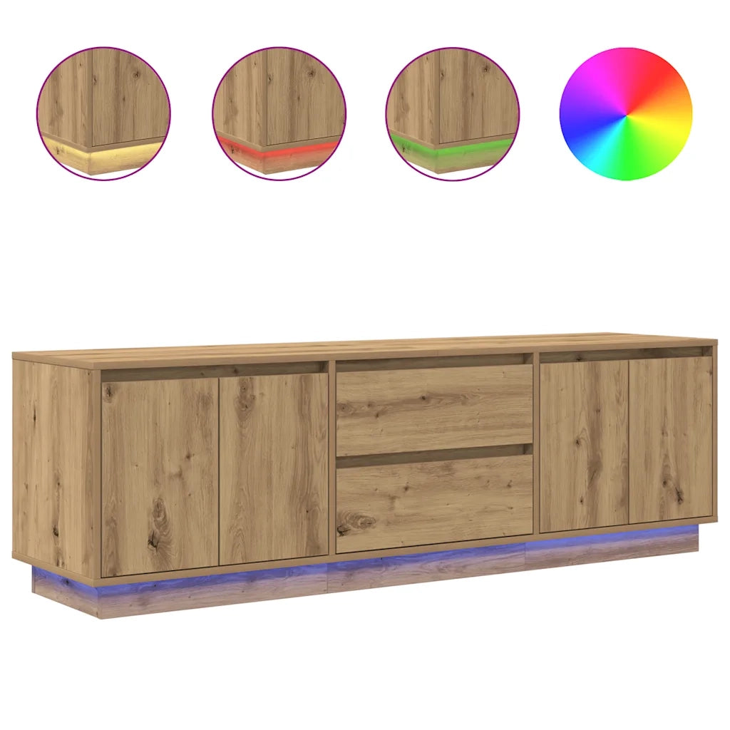 vidaXL Mobile Porta TV con Luci LED Rovere Artigianale 160,5x41x50 cm