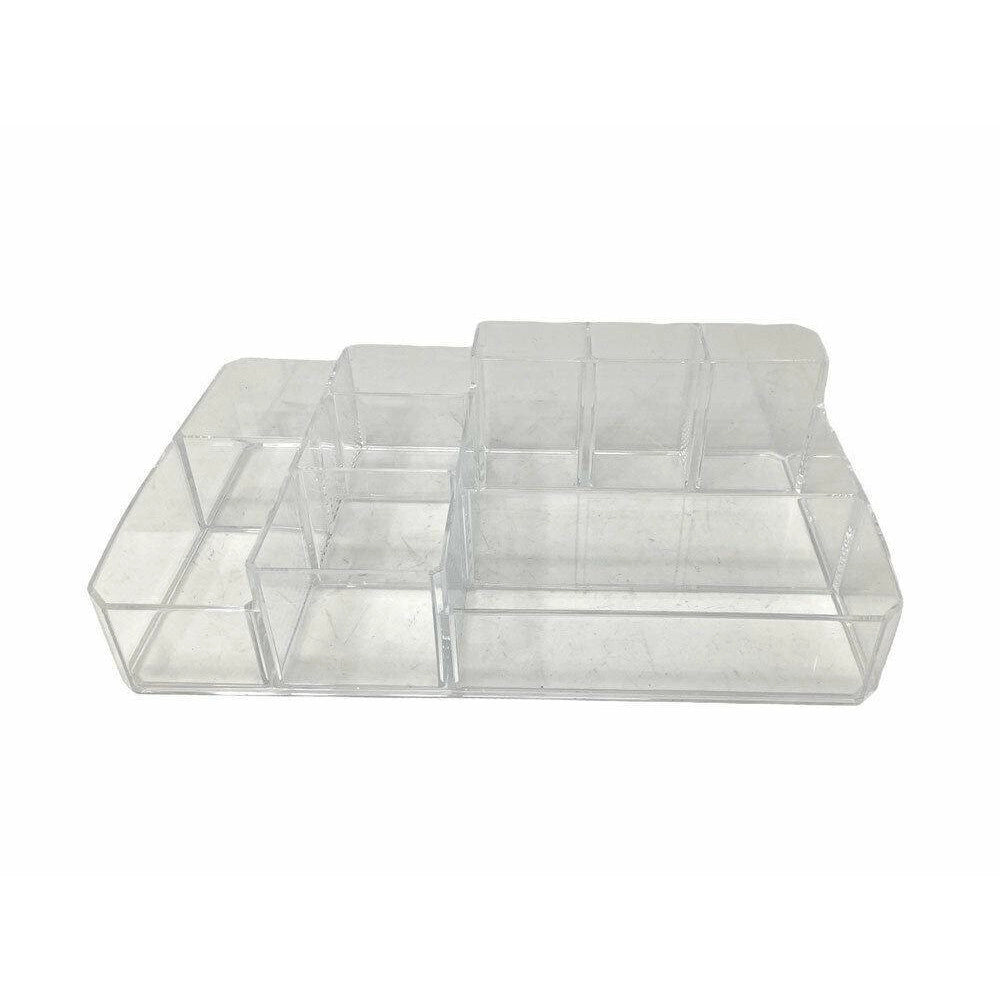 Trade Shop - Organizer Portatrucchi Cosmetici 10 Scomparti In Abs Trasparente 34x22x9cm 59065 -