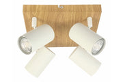 Plafoniera scandinava Quentin 4 spot GU10 legno/bianco Reality