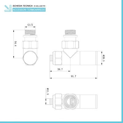 Kit valvole termoarredo raccordi multi 16x2 e testa termostatica cromo