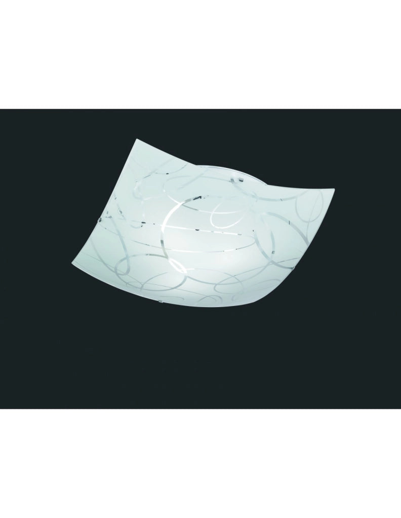 Plafoniera Quadrata Spirelli 3xE27 Vetro Con Cerchi Decorativi 50x50 cm Trio Lighting