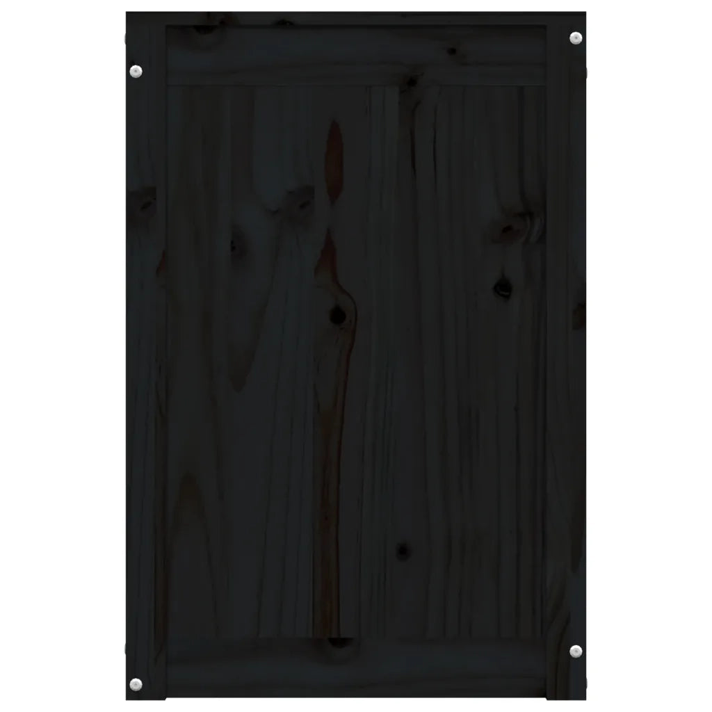 Contenitore per Bucato Nero 44x44x66 cm Legno Massello Pino 823568