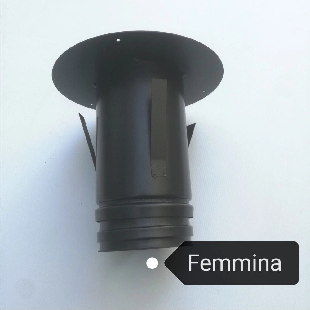 Raccordo a soffitto telescopico da 180mm con innesto per tubo inox per stufa a legna
