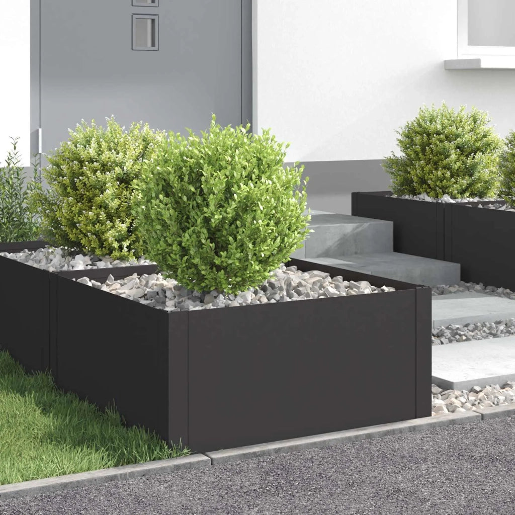 Bordura per Prato 4 pcs 60 x 60 x 35 cm Acciaio Nero 8008918
