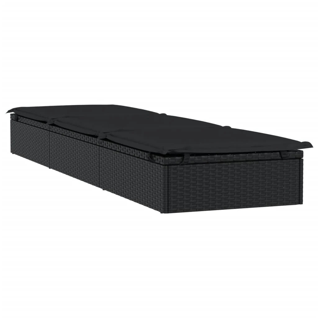 Lettino prendisole con tavolo resina intrecciata nera 02_0012207
