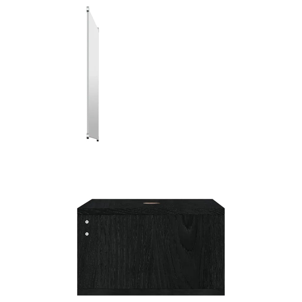 Set Mobili da Bagno | Armadio da bagno 2 pz Nero in Legno Multistrato