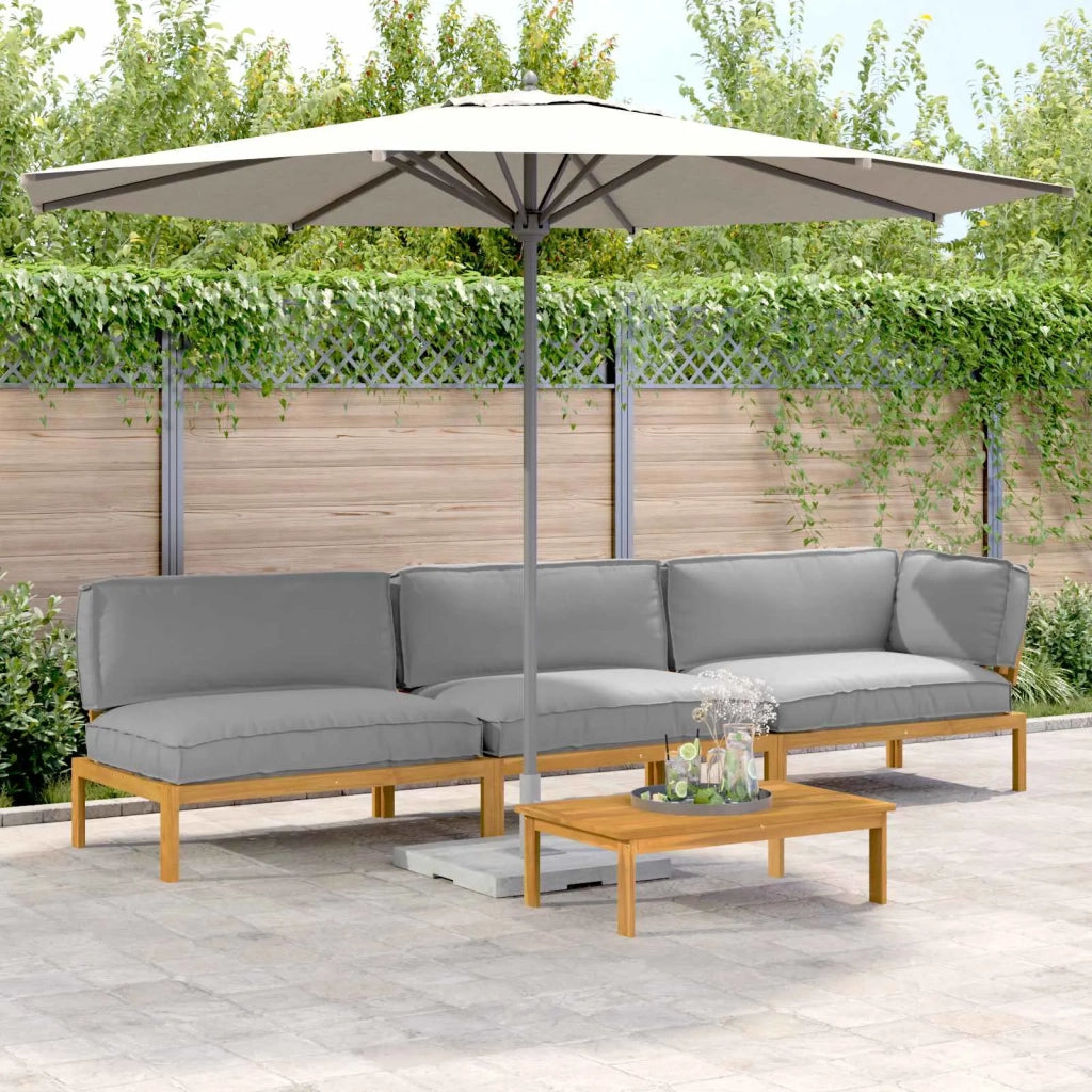 Set di divani con cuscino 4 pcs Grigio Legno di Acacia Massello
