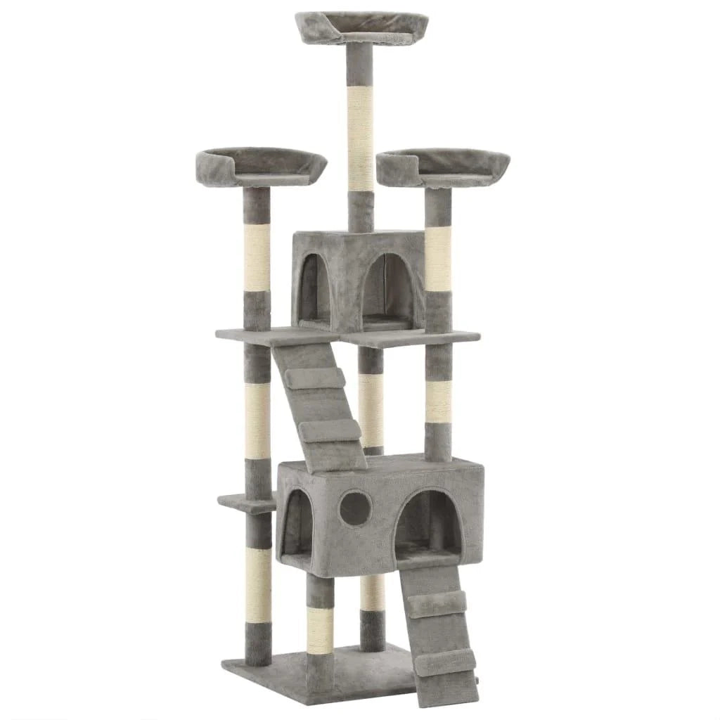 Tiragraffi albero per gatti cuccia per gatti giocattolo peluche sisal 170 cm grigio 3702087