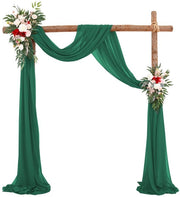 Slender Chiffon, tenda da sposa, con nastri, chiffon a drappeggio per decorazione cerimoniale, sfondo, tenda di seta - Verde scuro - 75*550cm