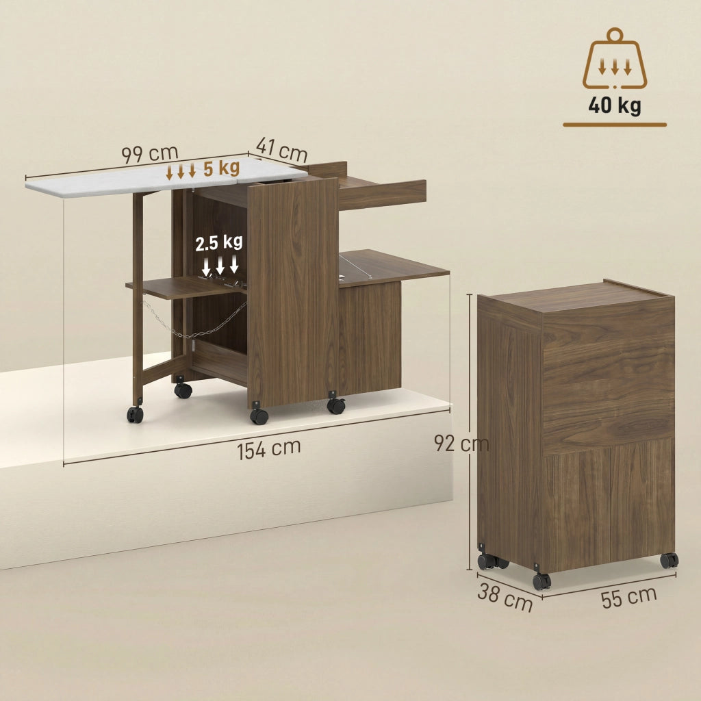 Mobile Asse da Stiro Pieghevole con Vano Aperto ¨C zephmum ¨C Marrone 154x55x87