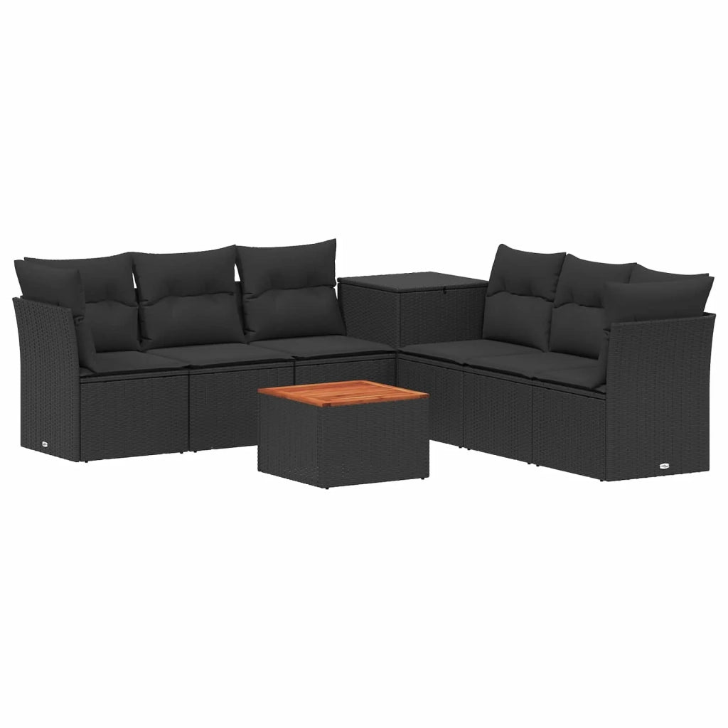 Set di divani 8 pz Nero Rattan sintetico e Acciaio 3448266
