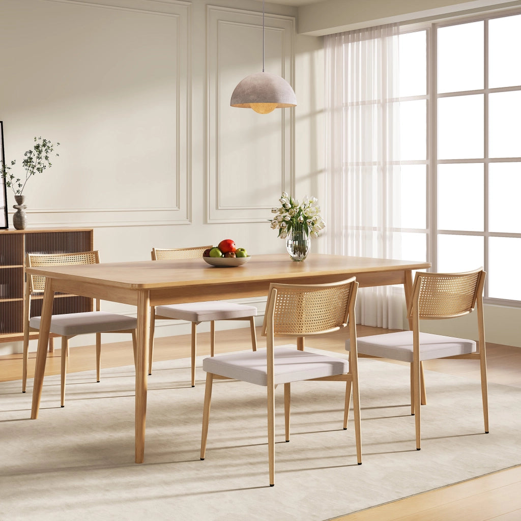 Set di 2 Sedie Jördfjok da Sala Pranzo Imbottite con Schienale Effetto Rattan / Beige [en.casa]