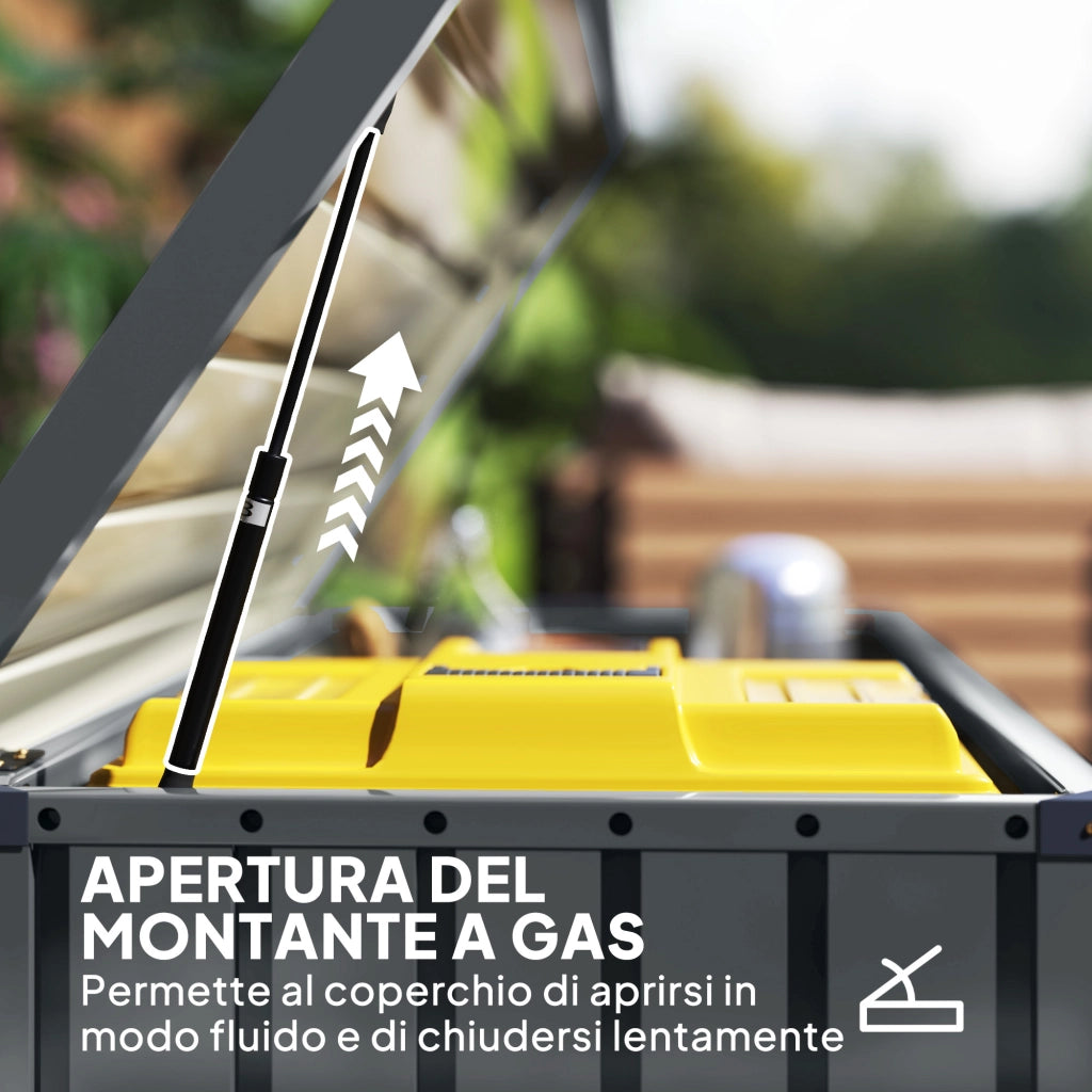 Baule da Giardino in Acciaio Zincato ¨C Zephmum ¨C Grigio Scuro 124x66x72 cm