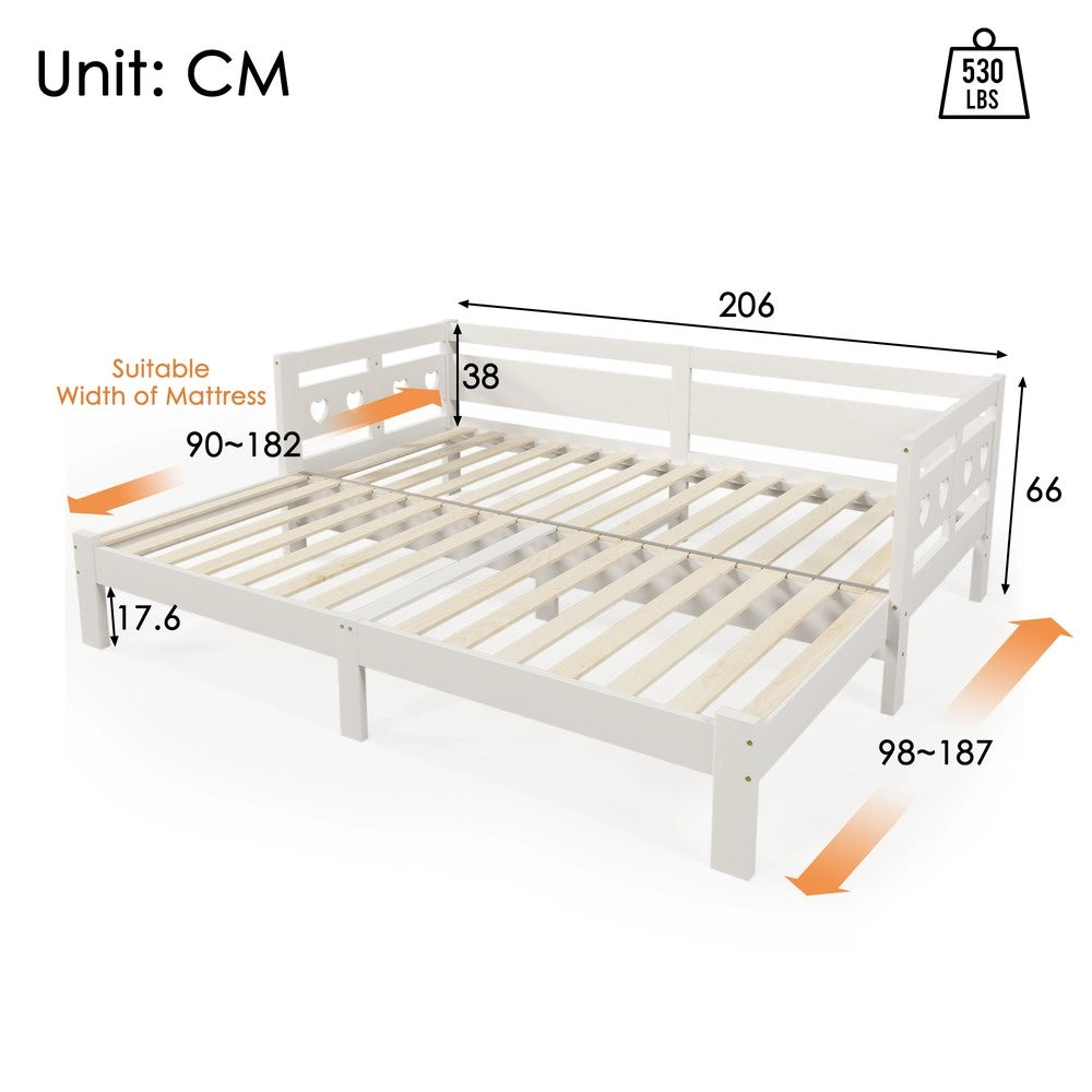 Letto Singolo Estraibile in Pino Massello Bianco ¨C MINIMAL ¨C 90x200