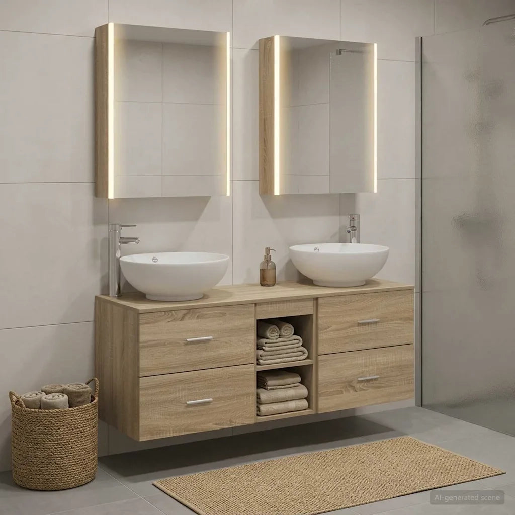 Set di mobili per il bagno 5 pcs Rovere Sonoma 3406969