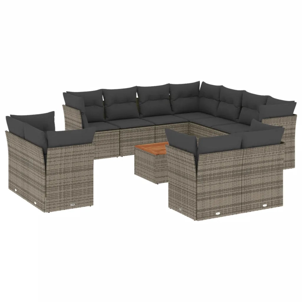 Set Divani da Giardino 12 pz con Cuscini Grigio in Polyrattan 3223946